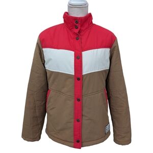Kavu Red and Brown Puffer Jacket